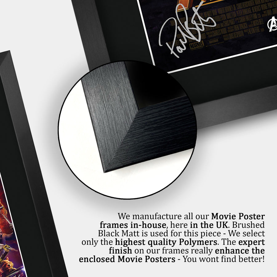 Close-up of the brushed black frame