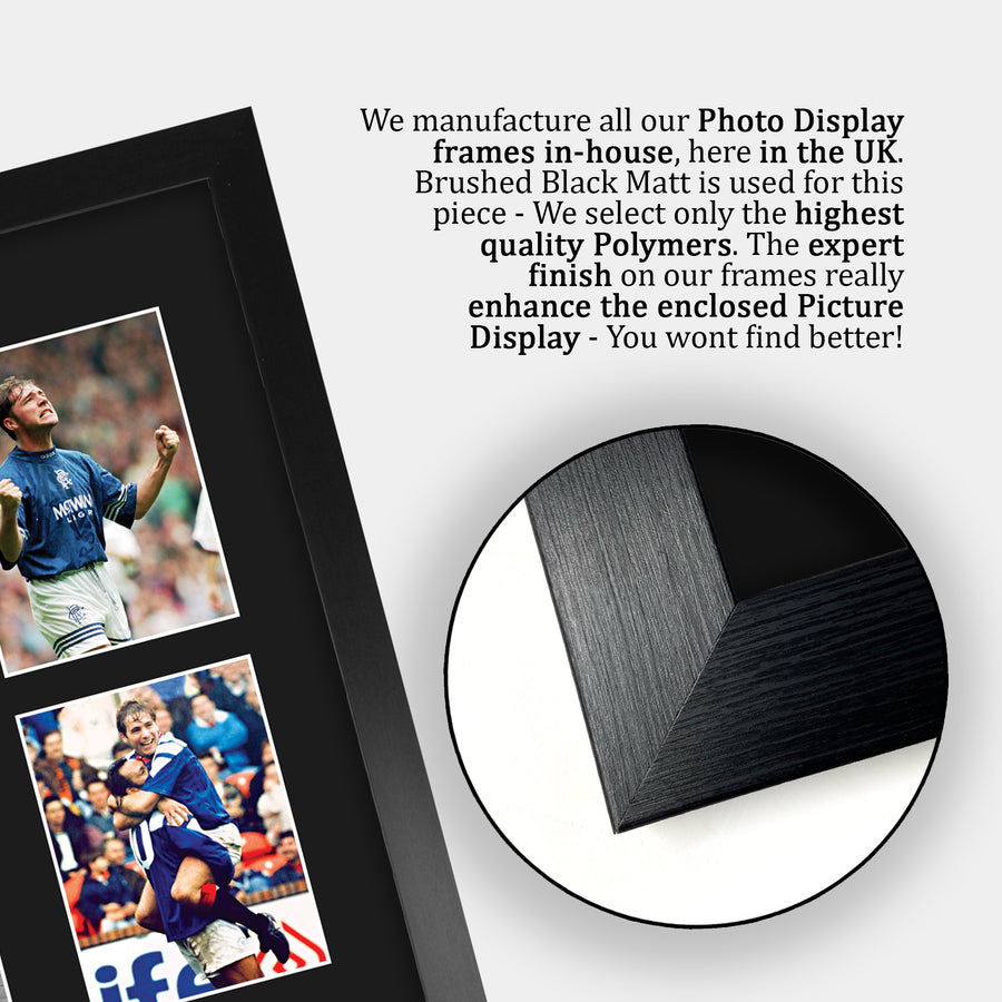 Close-up of the brushed black frame