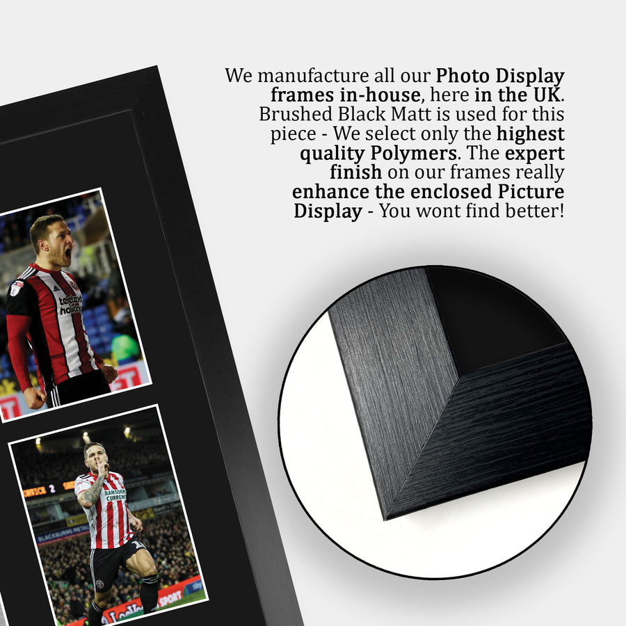 Close-up of the brushed black frame