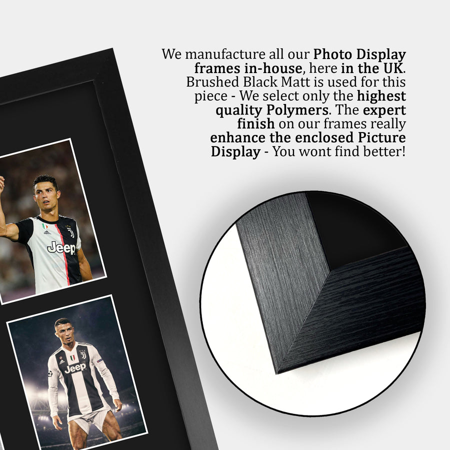 Close-up of the brushed black frame
