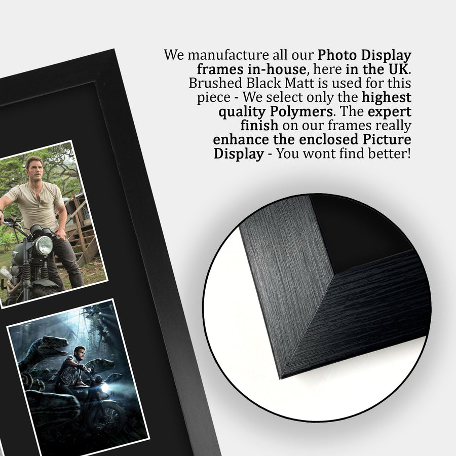 Close-up of the brushed black frame