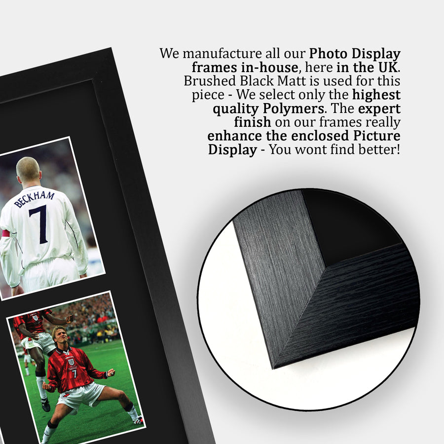 Close-up of the brushed black frame