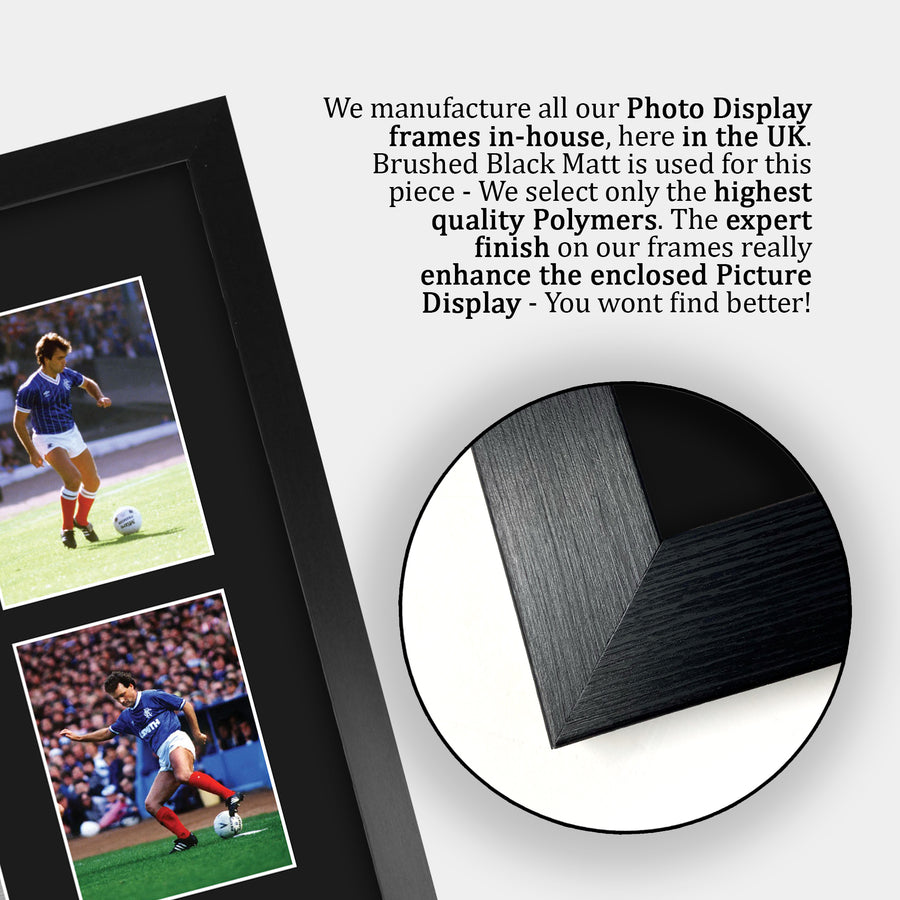 Close-up of the brushed black frame