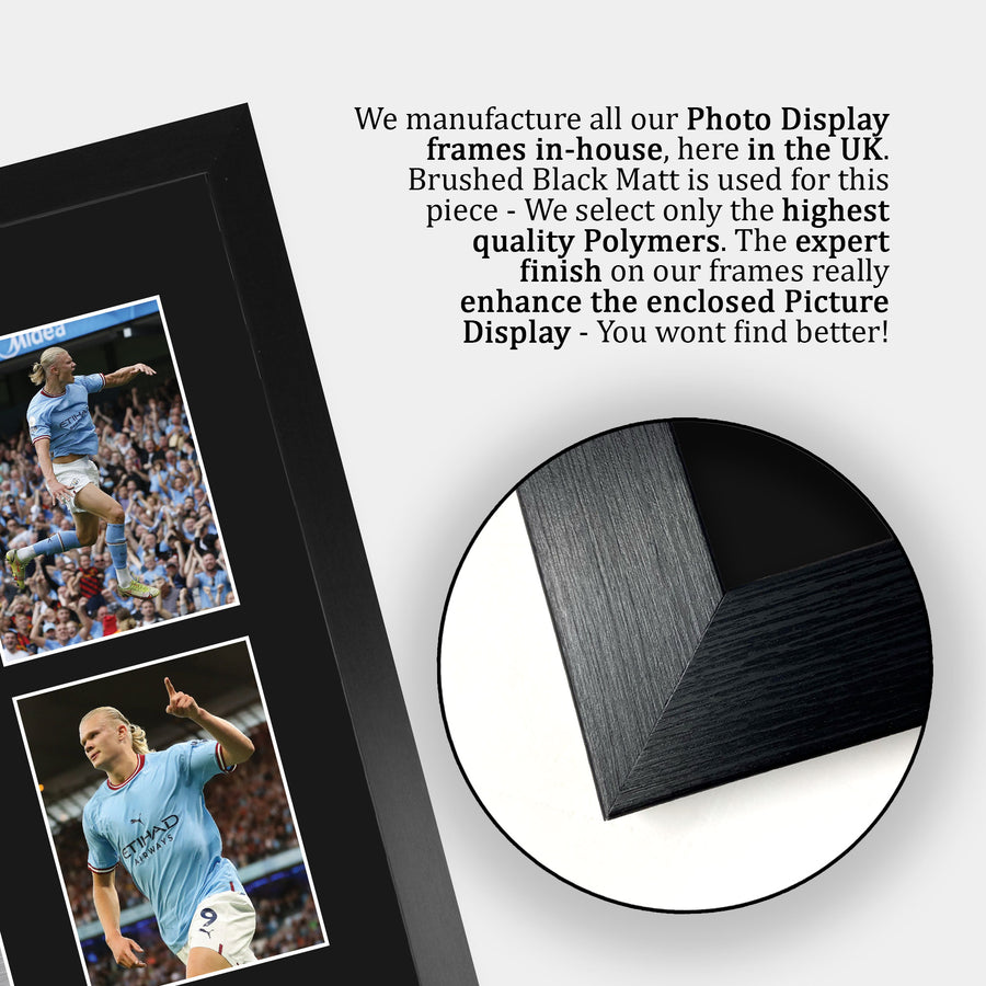 Close-up of the brushed black frame