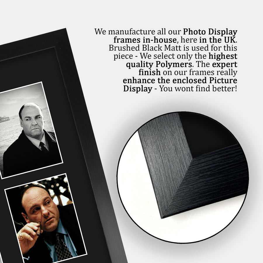 Close-up of the brushed black frame