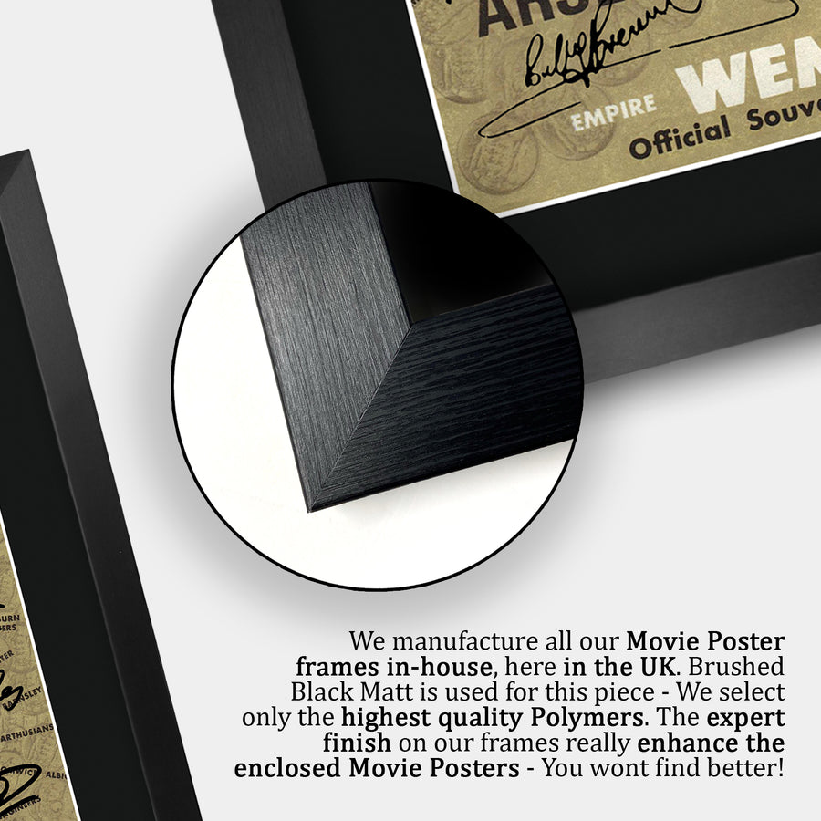 Close-up of the brushed black frame