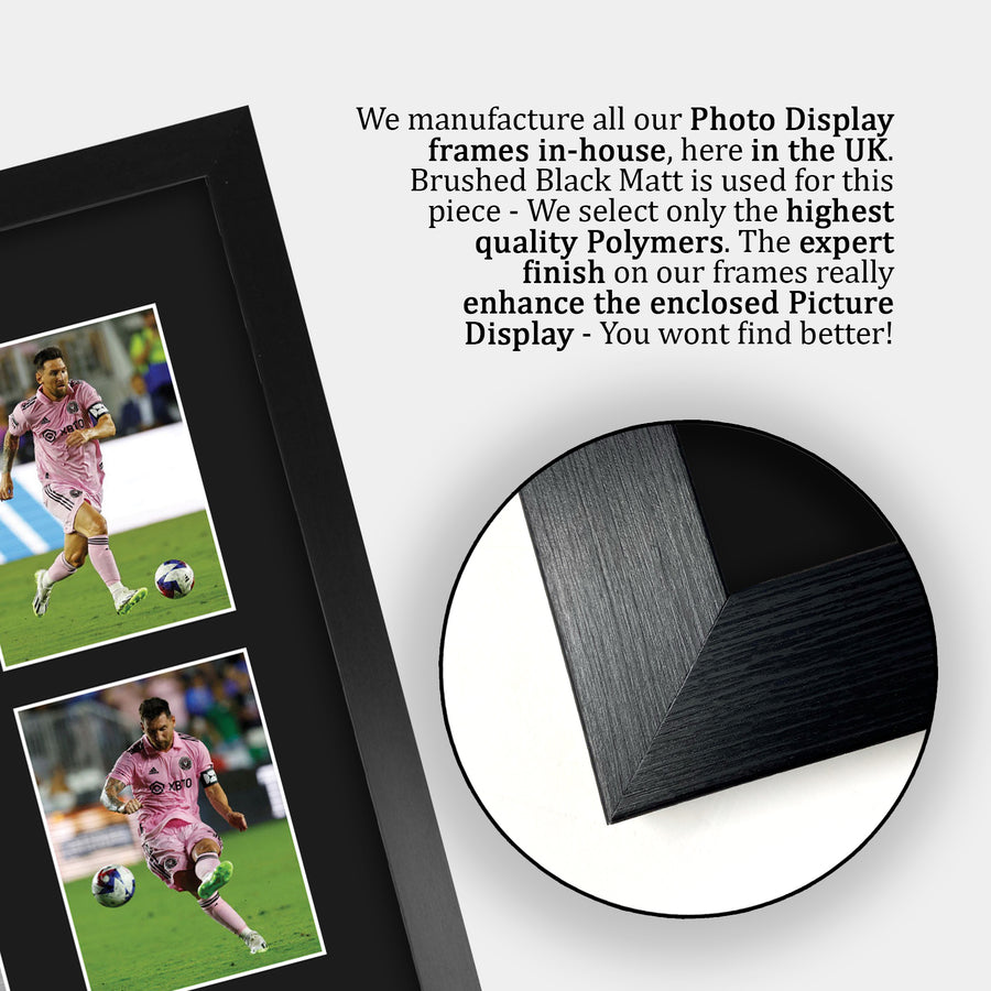 Close-up of the brushed black frame
