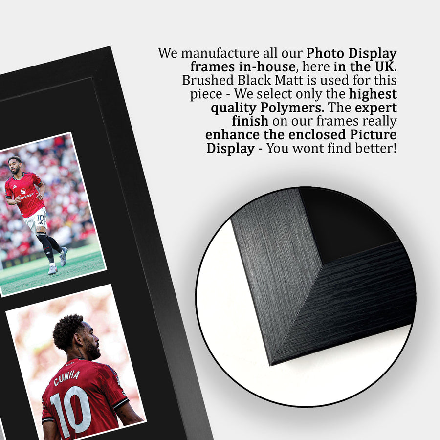 Close-up of the brushed black frame