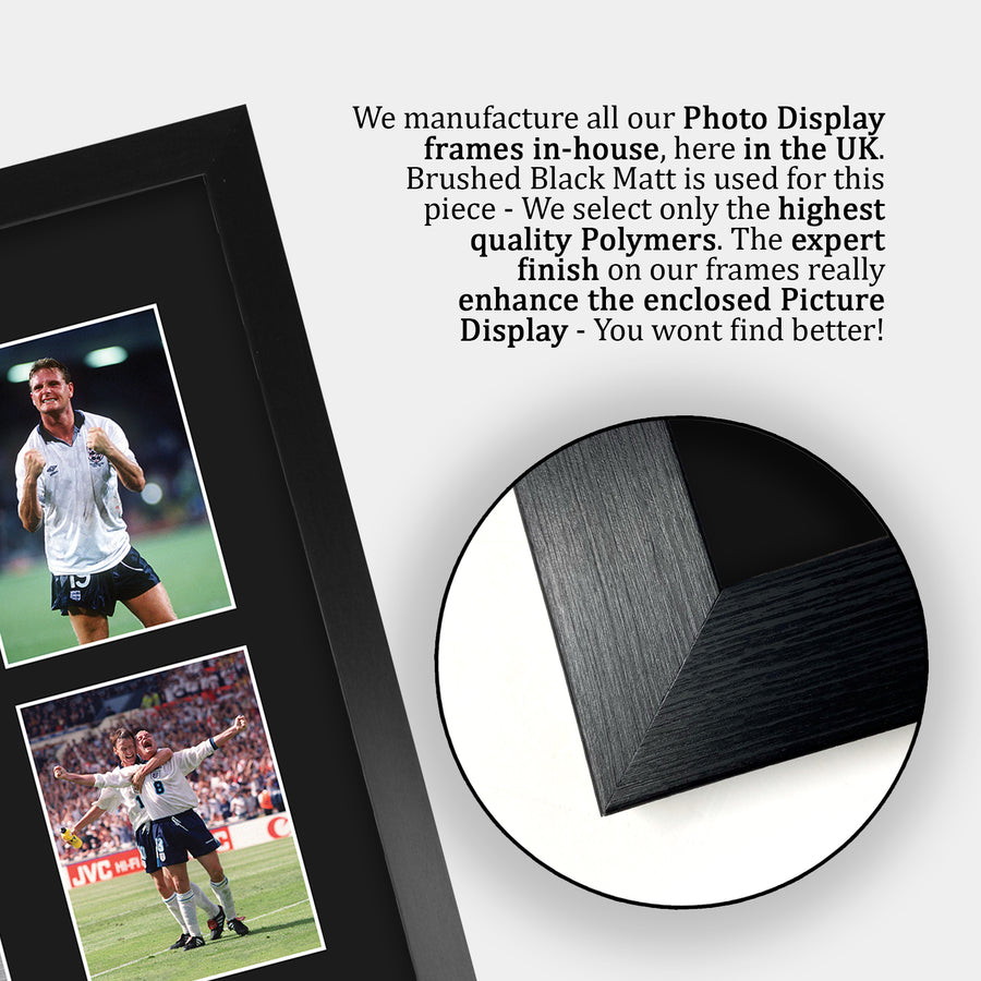 Close-up of the brushed black frame