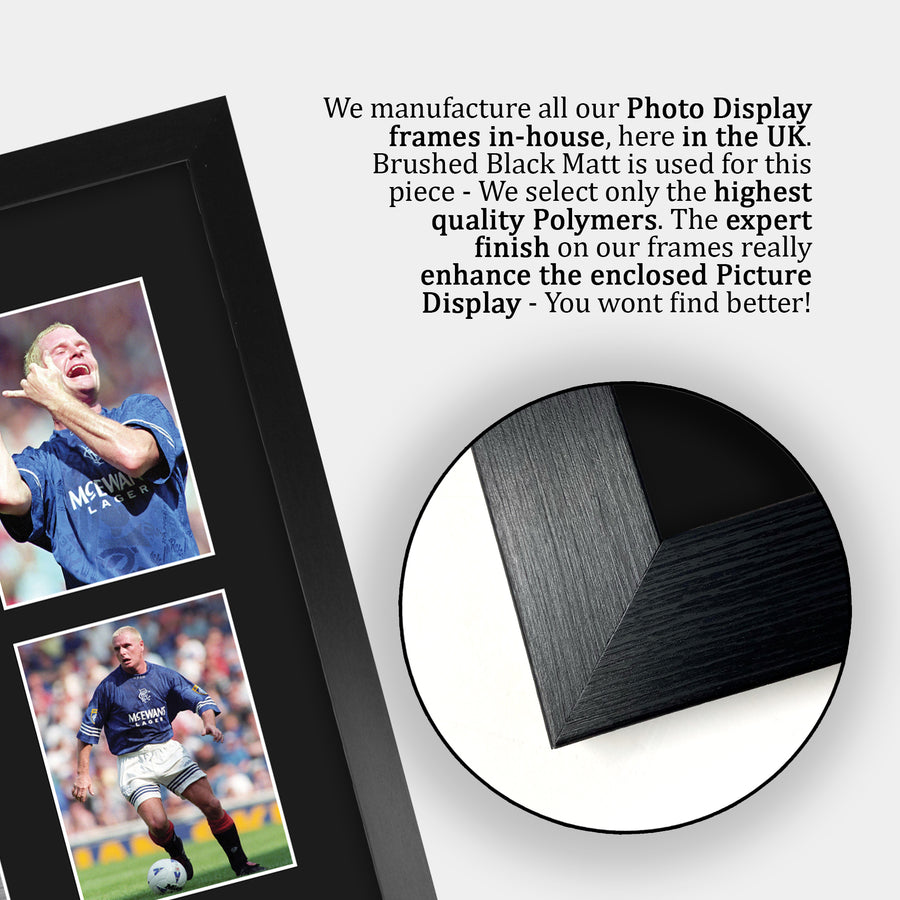 Close-up of the brushed black frame