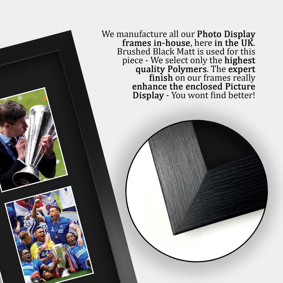 Close-up of the brushed black frame