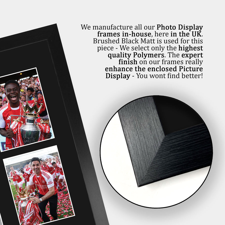 Close-up of the brushed black frame