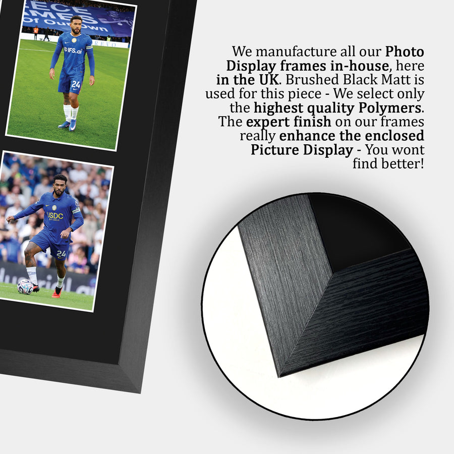 Close-up of the brushed black frame