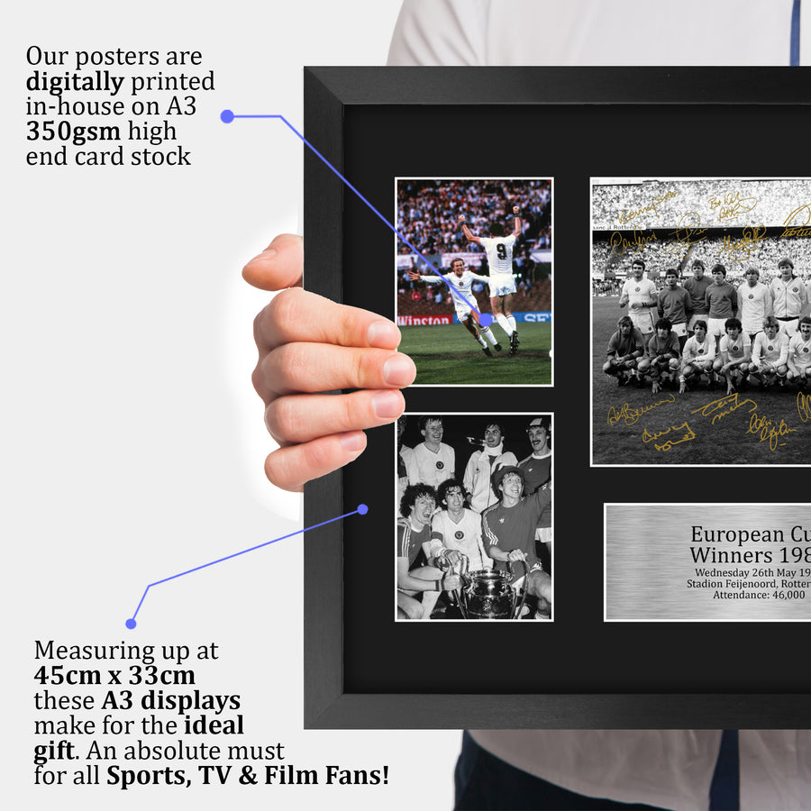 The framed print held up to show its size