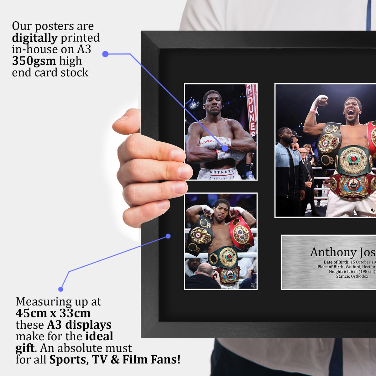 Anthony Joshua A3 framed print, view 3