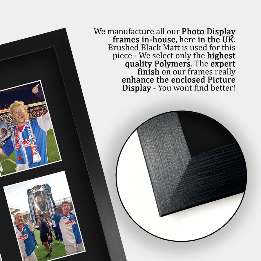 Close-up of the brushed black frame