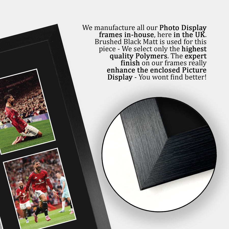 Close-up of the brushed black frame