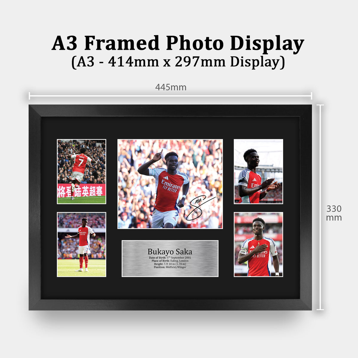 Bukayo Saka Gunners A3 framed print, view 2