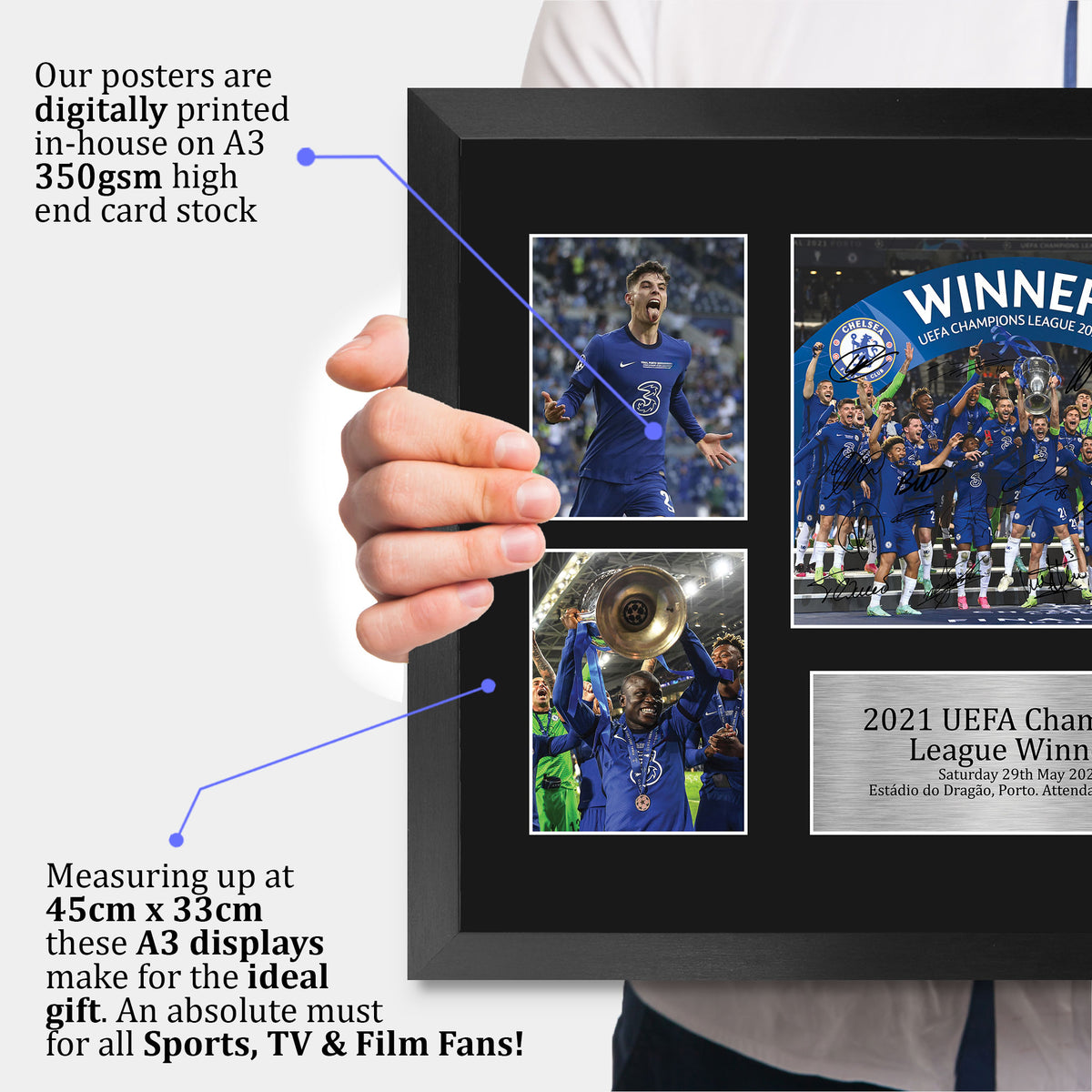Champions League Winners 2021 A3 framed print, view 3