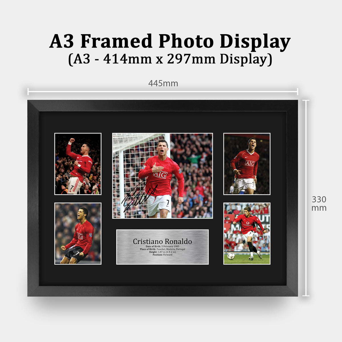 Cristiano Ronaldo Manchester Red A3 framed print, view 2