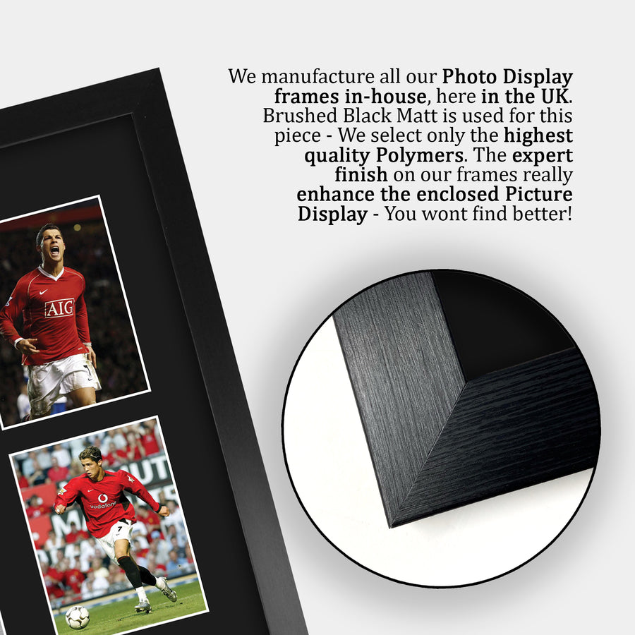 Close-up of the brushed black frame