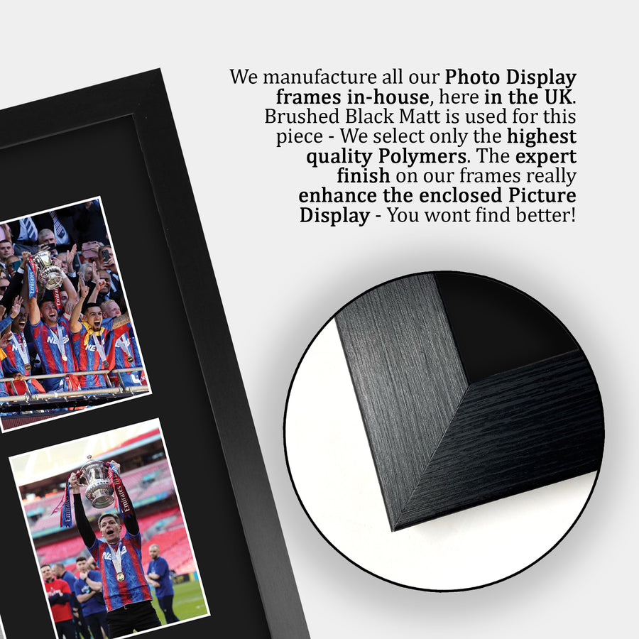 Close-up of the brushed black frame