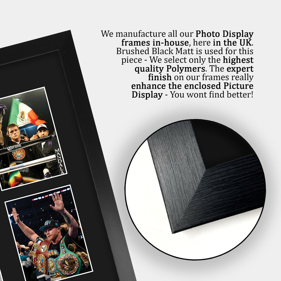 Close-up of the brushed black frame