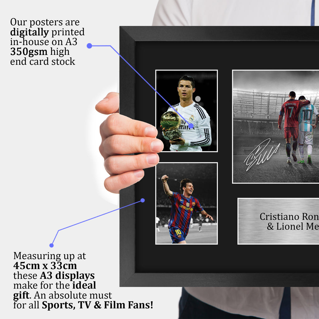 Cristiano Ronaldo & Lionel Messi A3 framed print, view 3