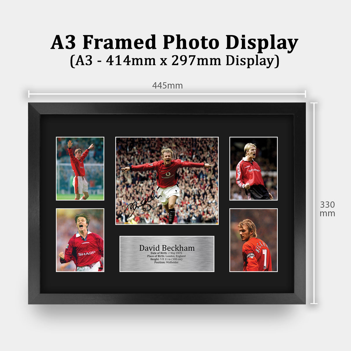 David Beckham Manchester Red A3 framed print, view 2