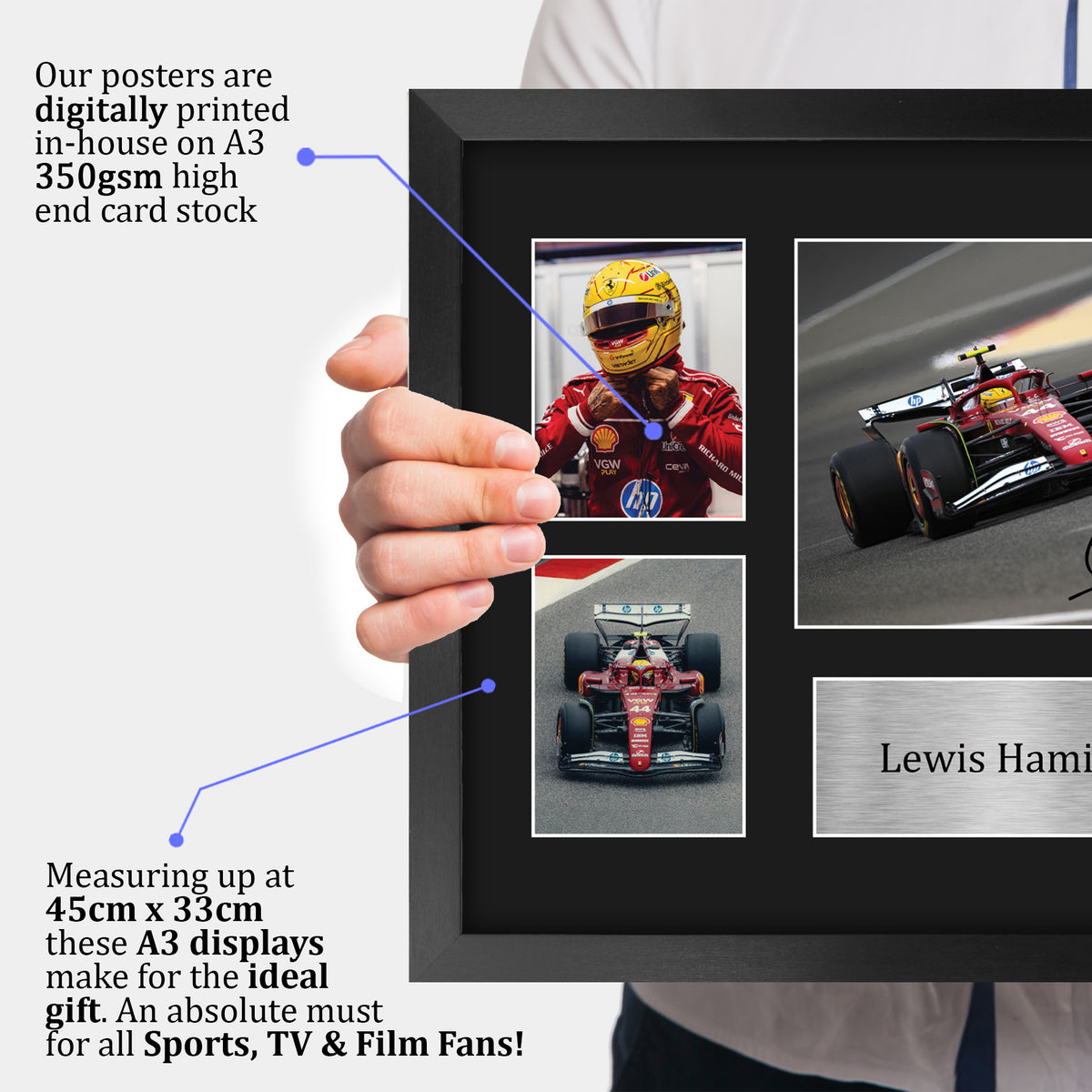 Lewis Hamilton A3 framed print, view 3
