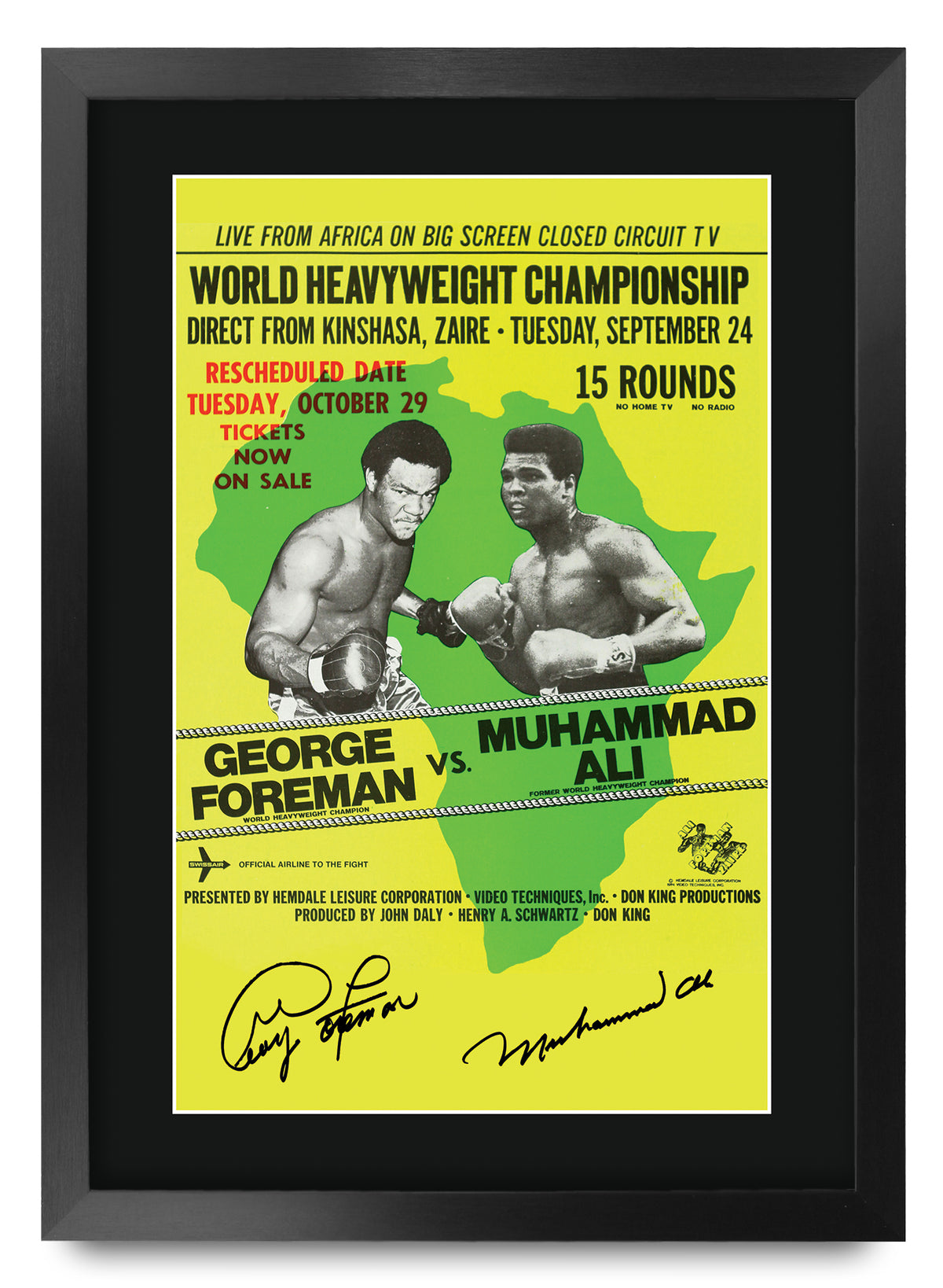 George Foreman vs Muhammad Ali Rumble in the Jungle A3 framed print