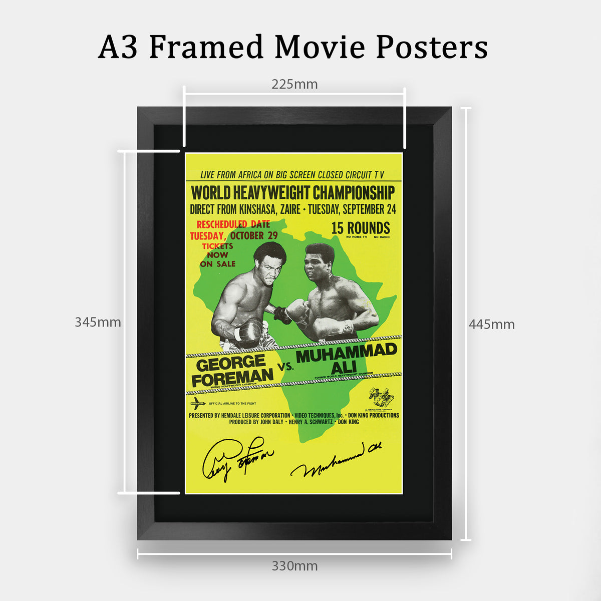 George Foreman vs Muhammad Ali Rumble in the Jungle A3 framed print, view 2
