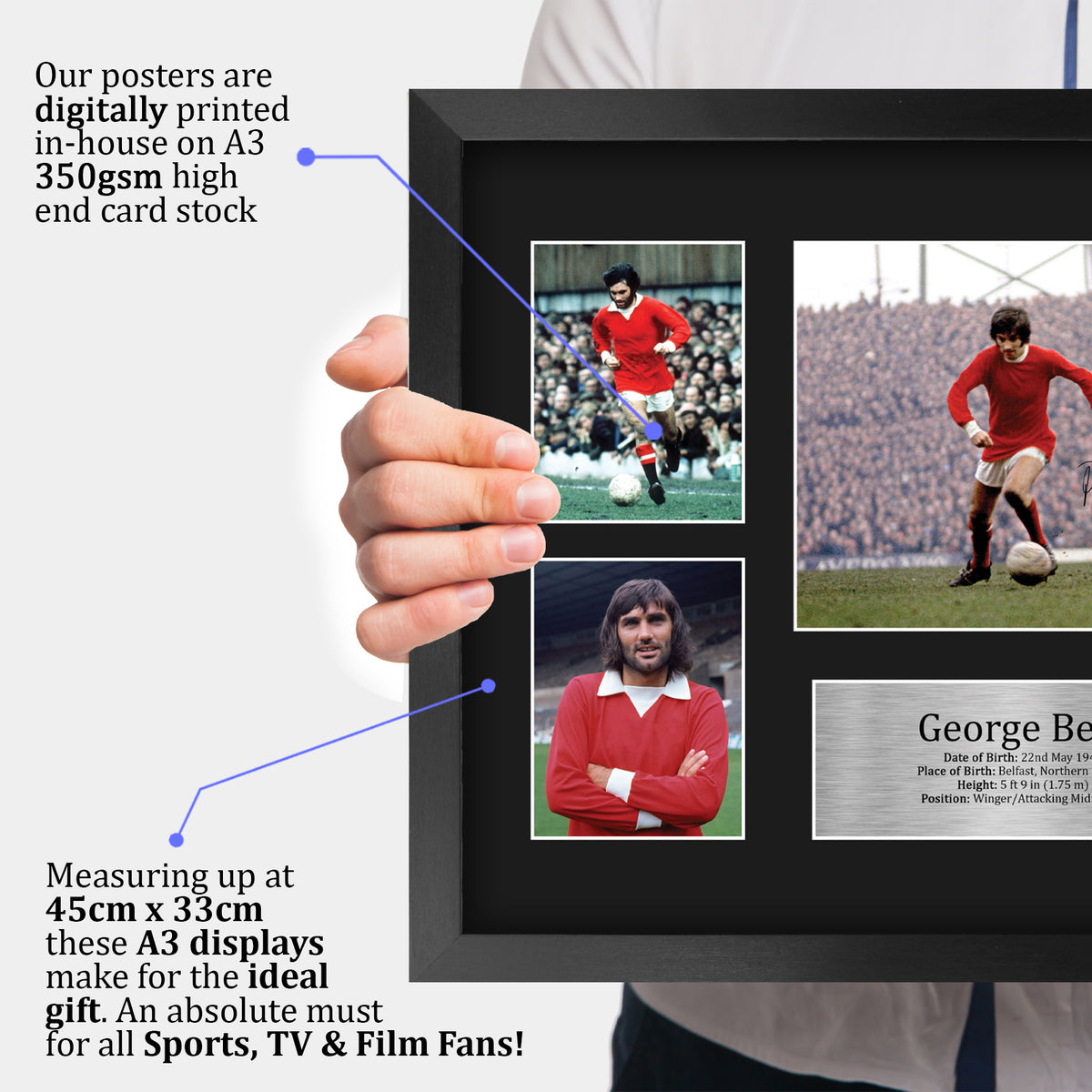George Best Manchester United A3 framed print, view 3
