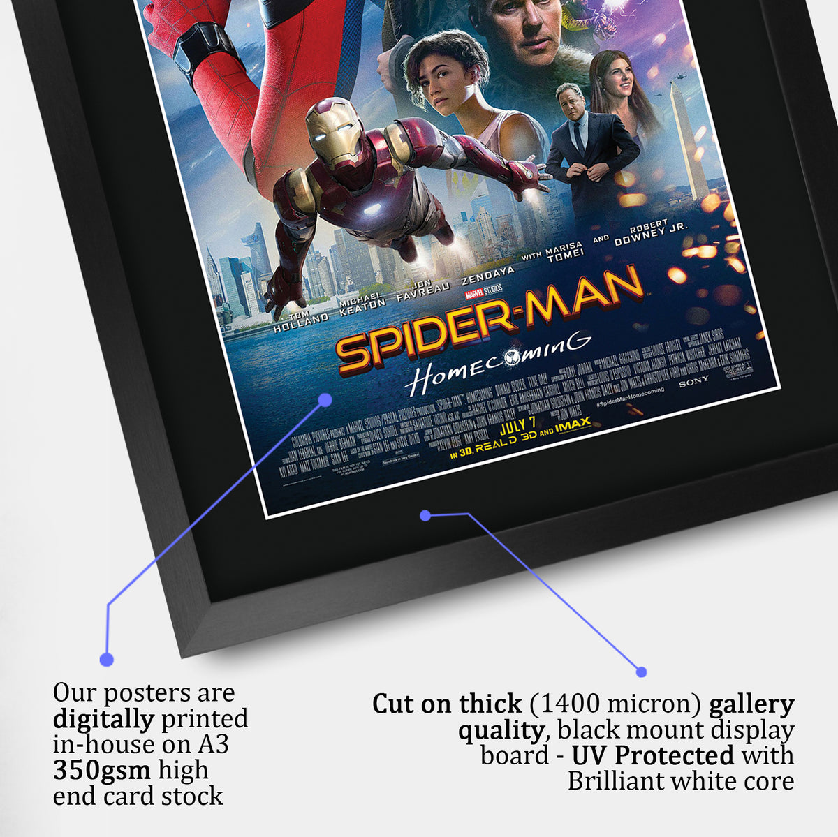 Spider-Man: Homecoming Movie Poster Tom Holland A3 framed print, view 4