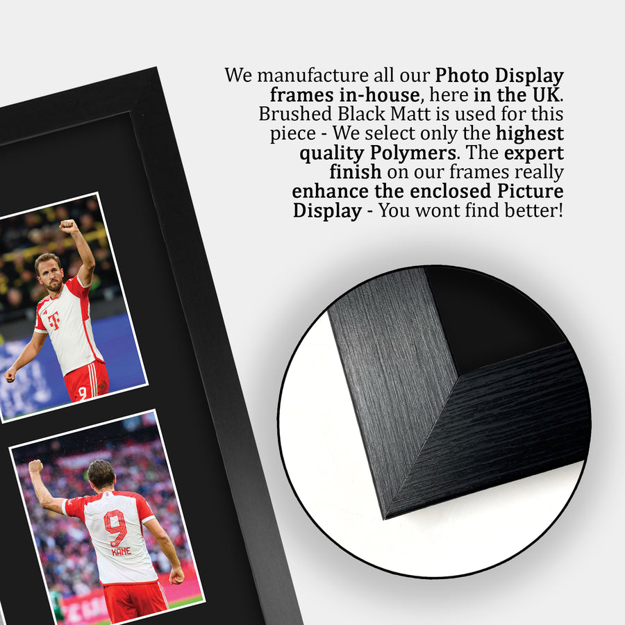 Close-up of the brushed black frame