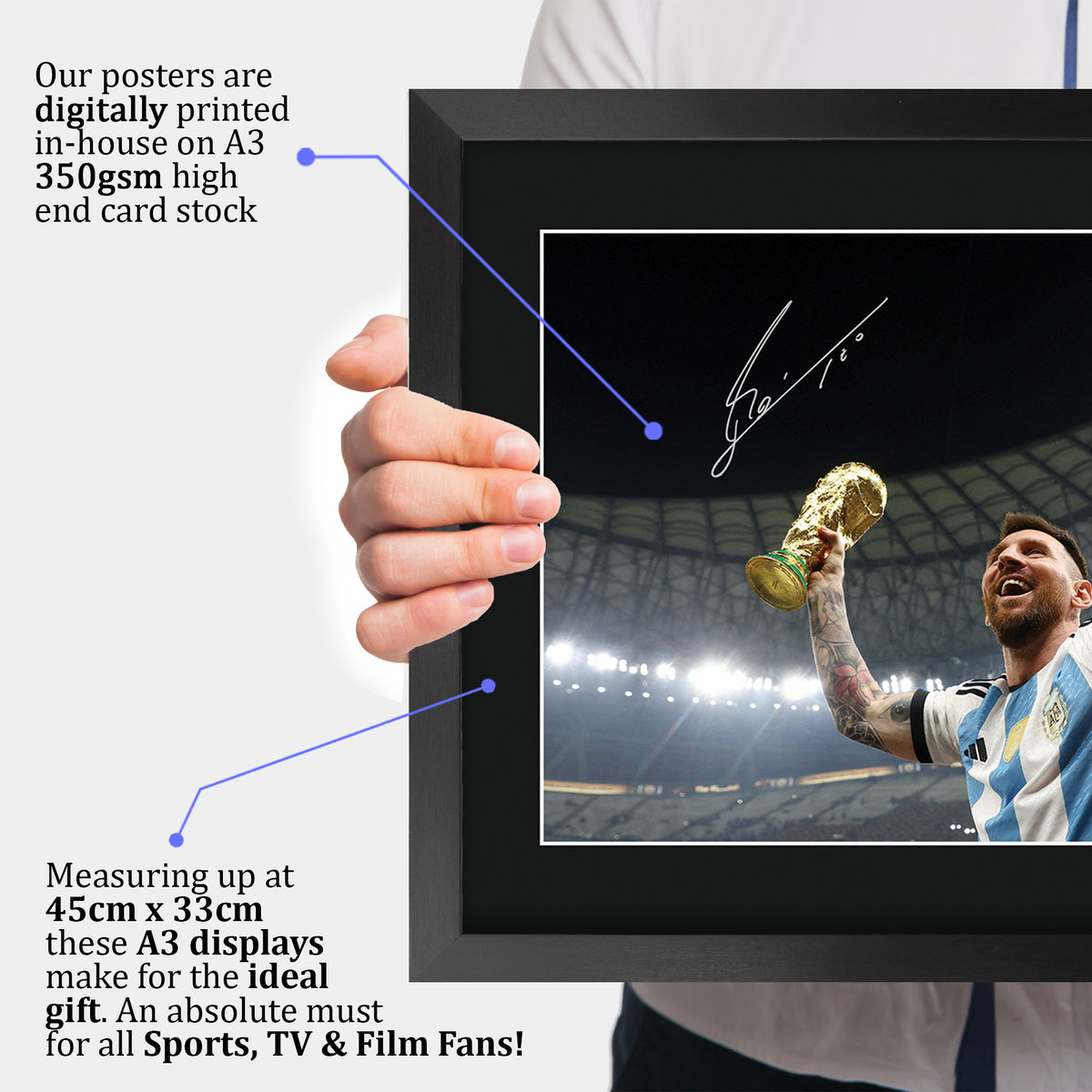 Lionel Messi A3 framed print, view 3