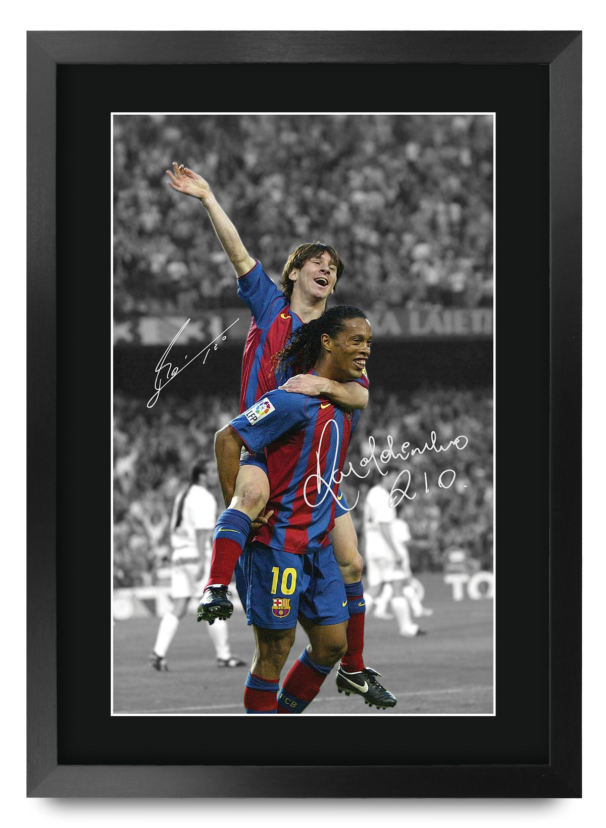Ronaldinho & Messi A3 framed print