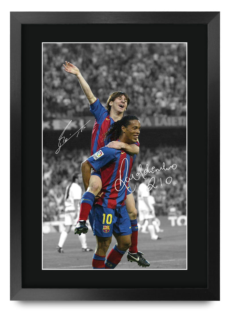 Ronaldinho & Messi A3 Framed Print