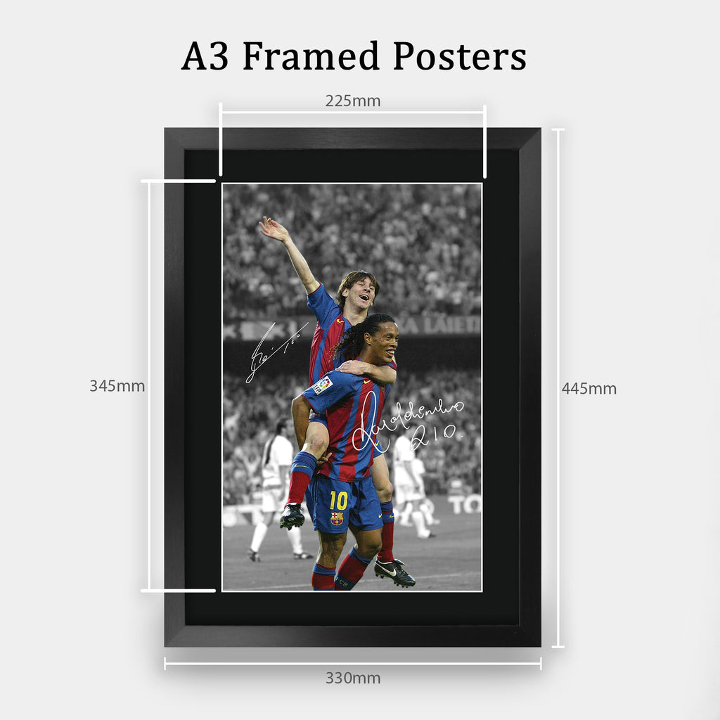 Ronaldinho & Messi A3 framed print, view 2