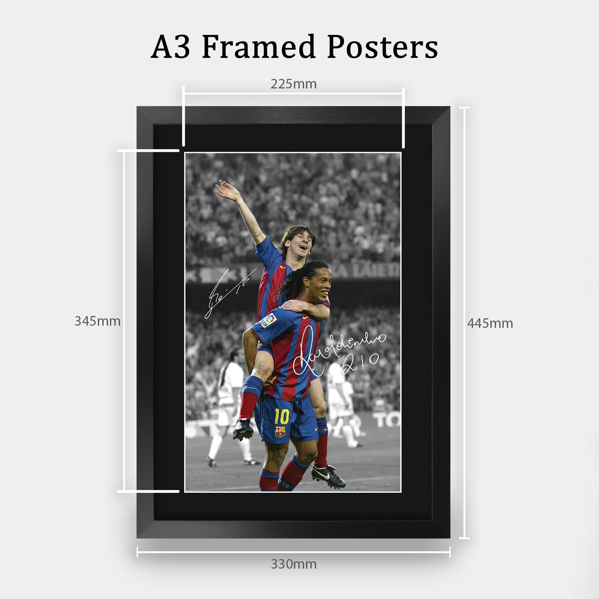 Ronaldinho & Messi A3 framed print, view 2