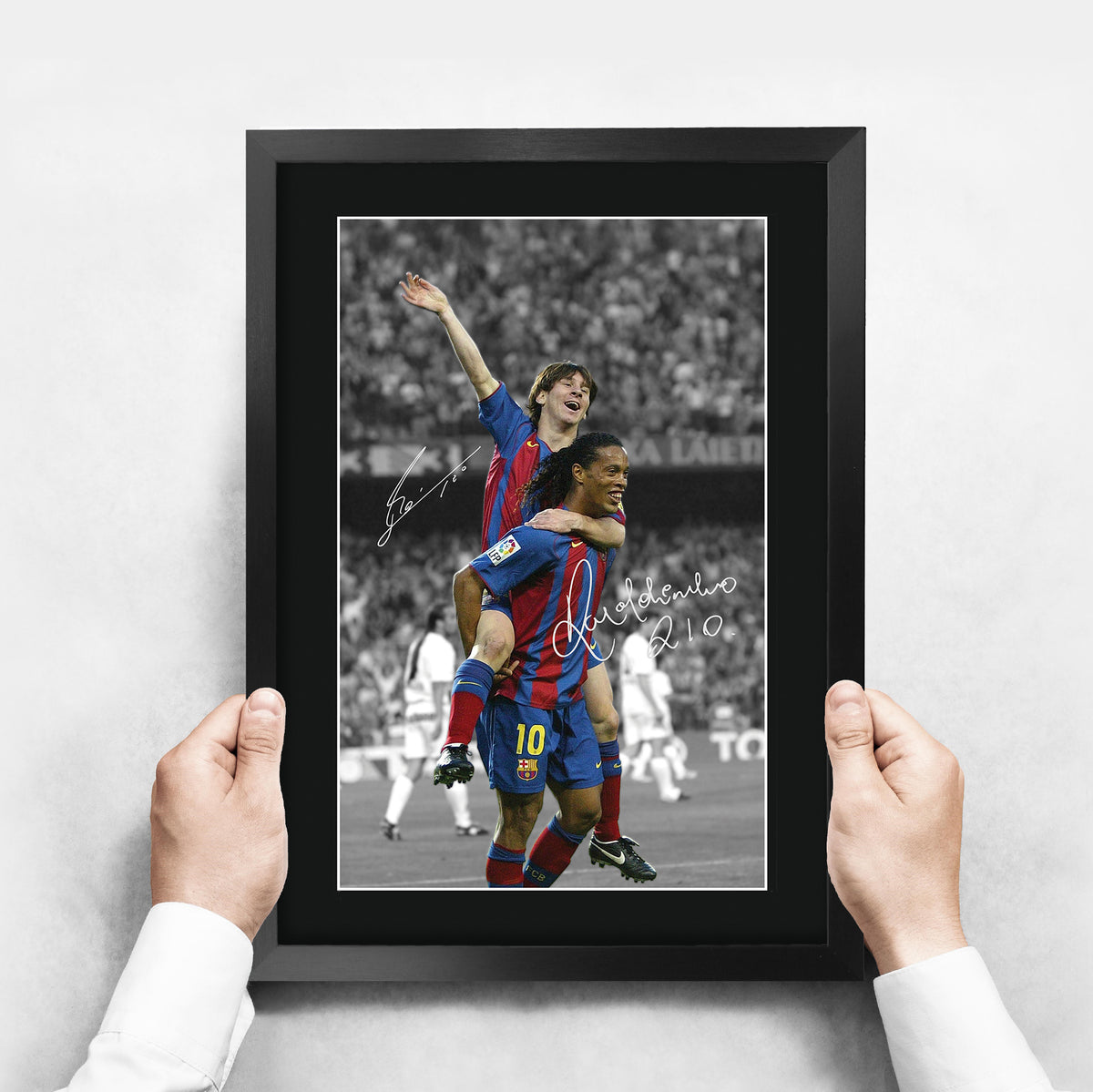 Ronaldinho & Messi A3 framed print, view 3