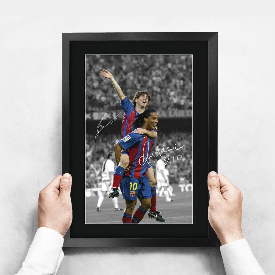 The framed print held up to show its size