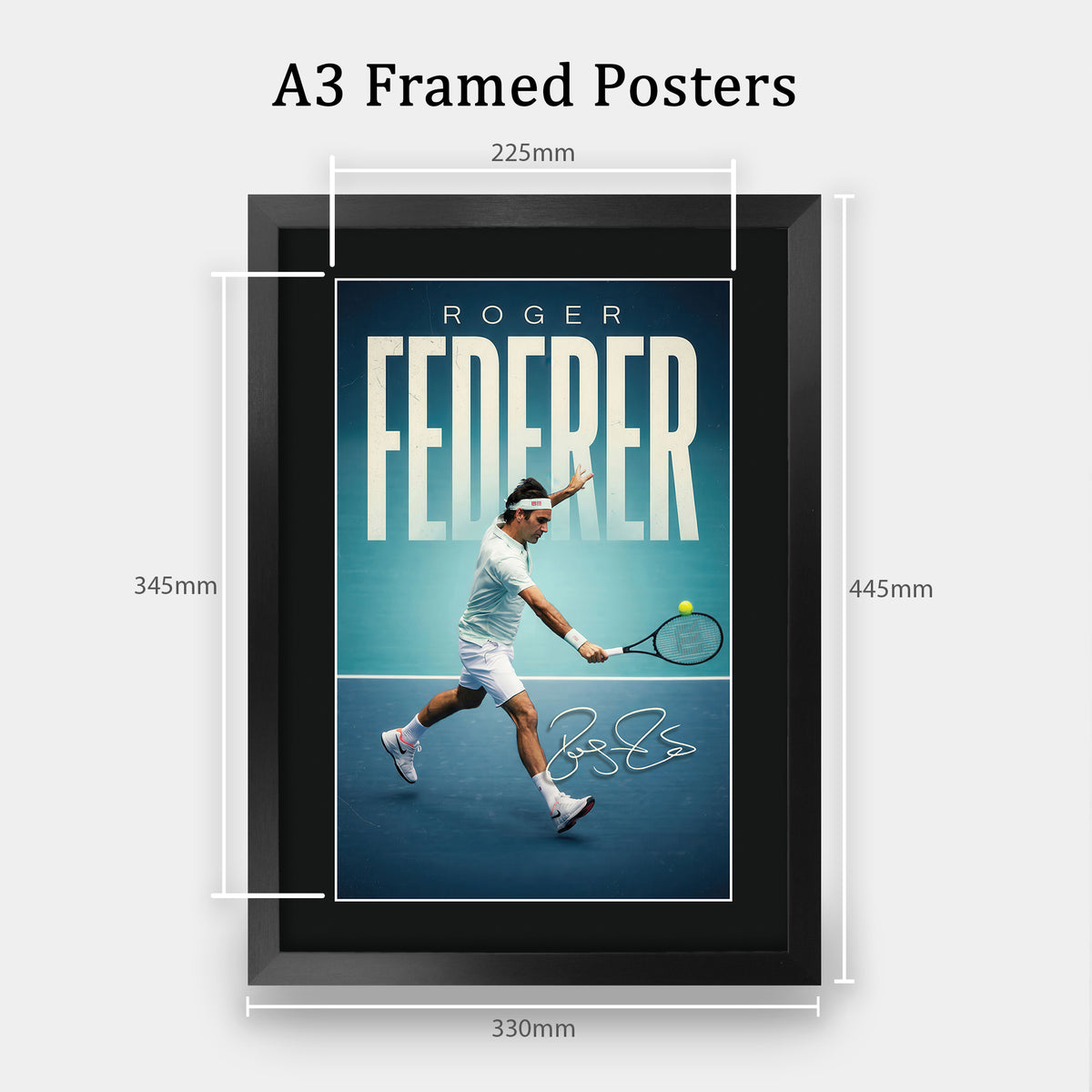 Roger Federer II A3 framed print, view 2