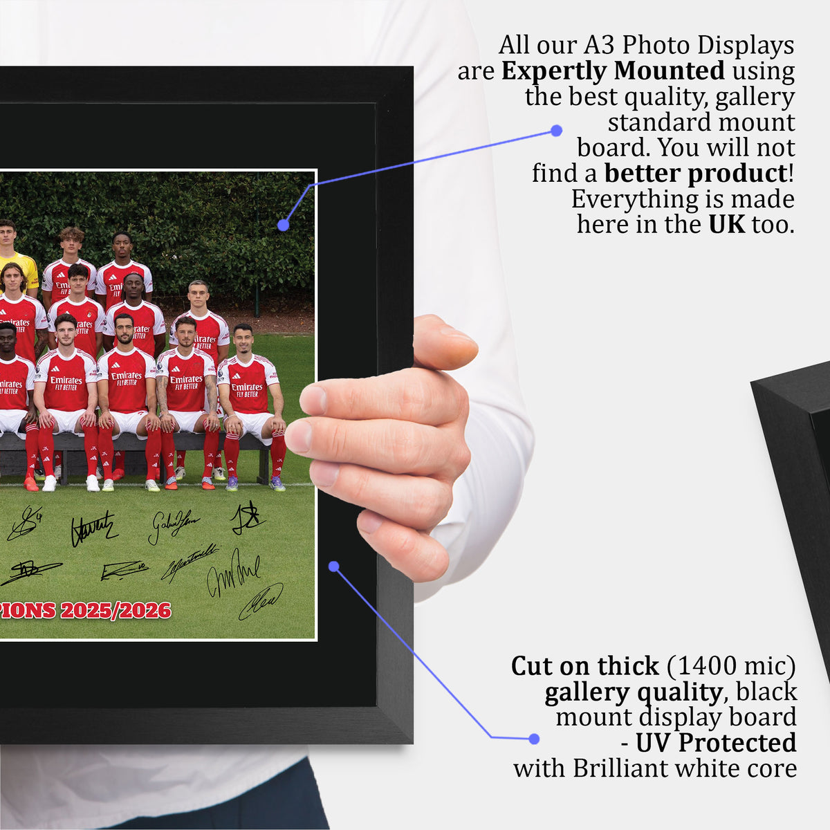 Gunners Champions 25/26 Winners Full Squad A3 framed print, view 4