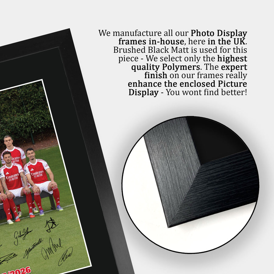 Close-up of the brushed black frame