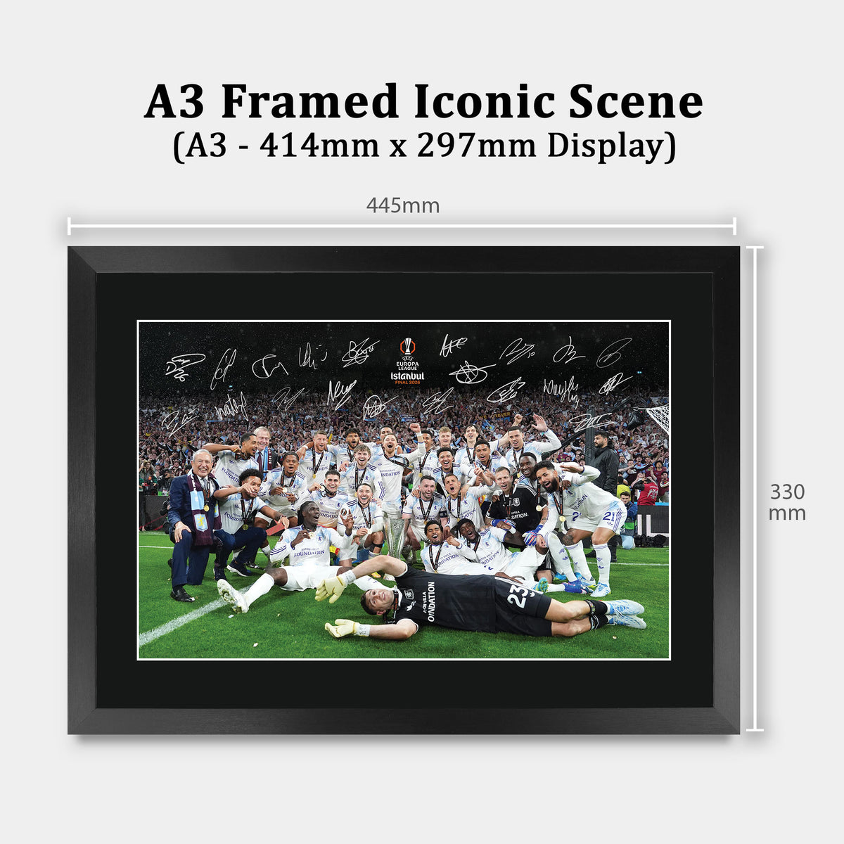 Aston Villa Europa League Winners 2026 A3 framed print, view 2