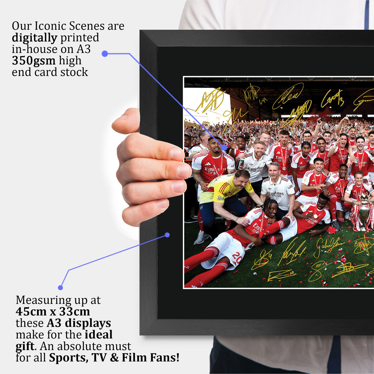 Arsenal Premier League Champions 25/26 Winners 2025 A3 framed print, view 3