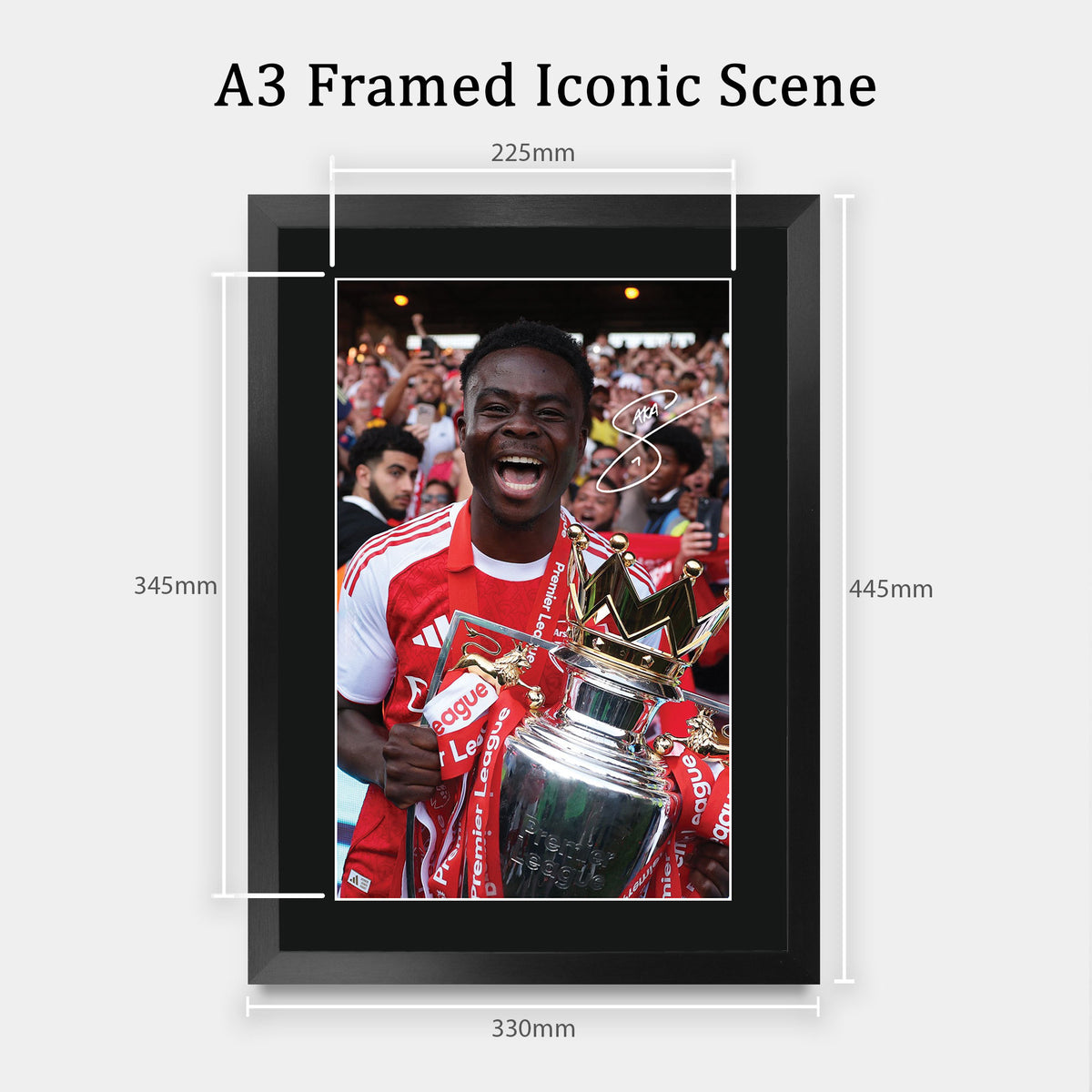 Bukayo Saka Winner A3 framed print, view 2