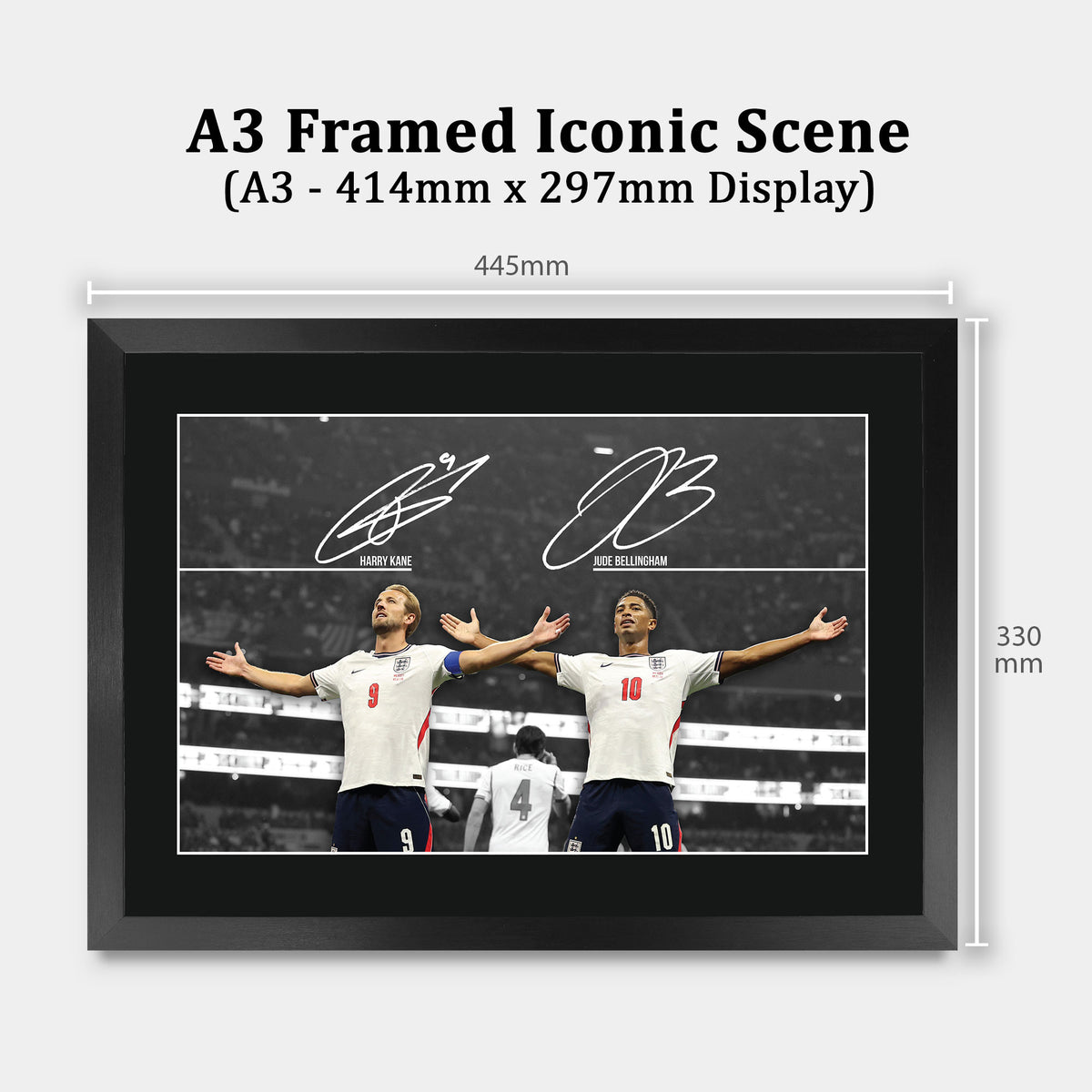 Harry Kane & Jude Bellingham England A3 framed print, view 2