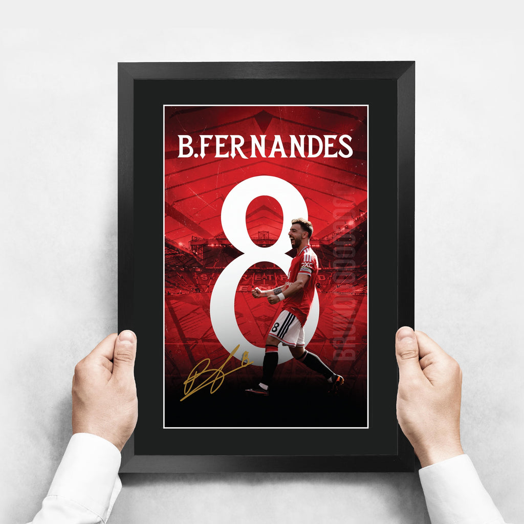 Bruno Fernandes Framed A3 Football A3 framed print, view 3